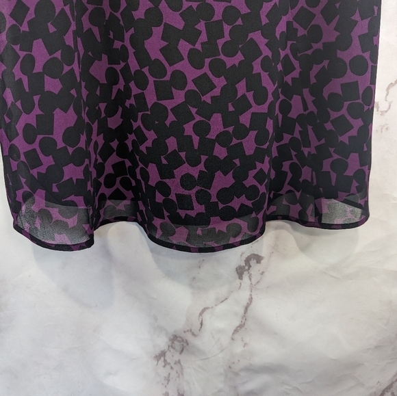 Cabi Dress Womens Small Purple Black Tank Blouson Chiffon Going Out Print 3876 - Picture 9 of 10